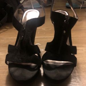 Franco Sarto Black Suede Wedges